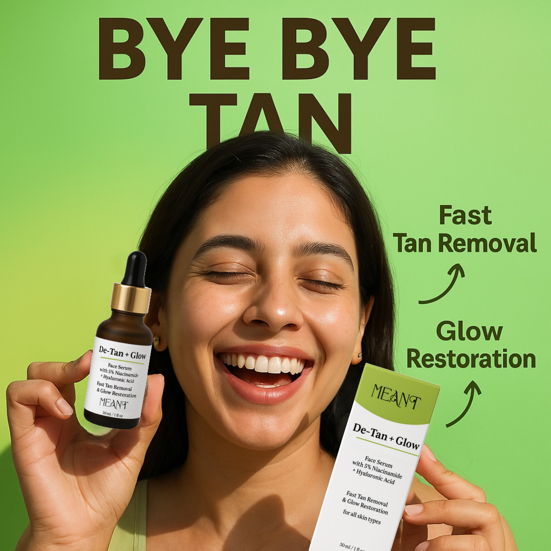 MEANT De-Tan + Glow Face Serum helps in fast tan removal & low restoration