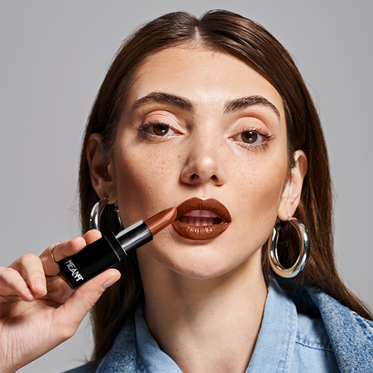 Meant Silky Swipe long lasting creamy lipstick- Bossy Butterscotch model shot
