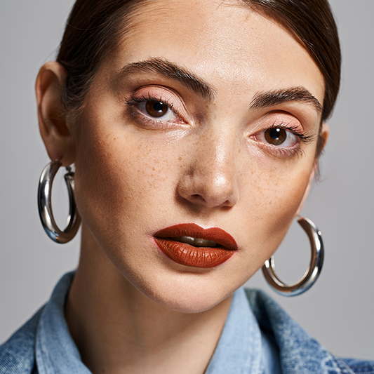 Meant Silky Swipe long lasting creamy lipstick- Mystique Tease shade model shot