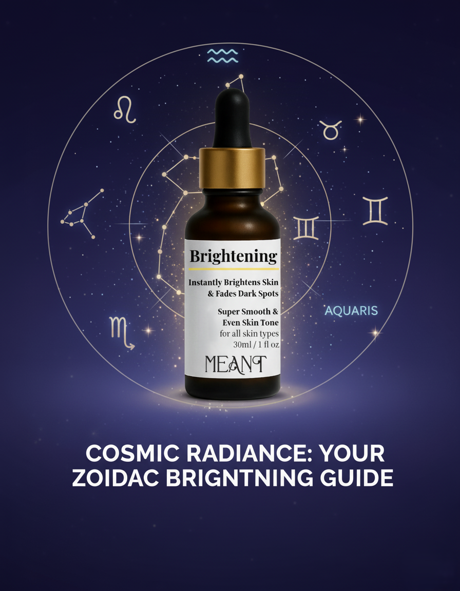 MEANT Brightening Face Serum with Venus Sign & Beauty Astrological stars constellation in the background