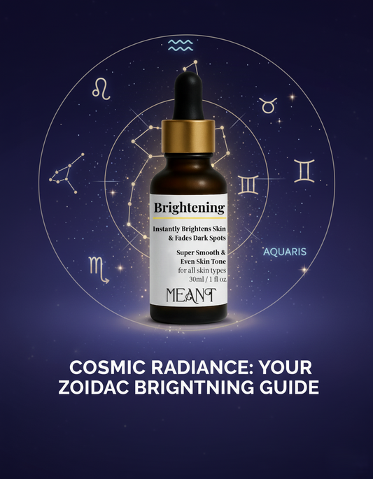 MEANT Brightening Face Serum with Venus Sign & Beauty Astrological stars constellation in the background