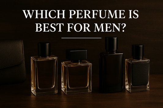 4 unbranded perfume bottles with the heading "Which Perfume is best for men?"