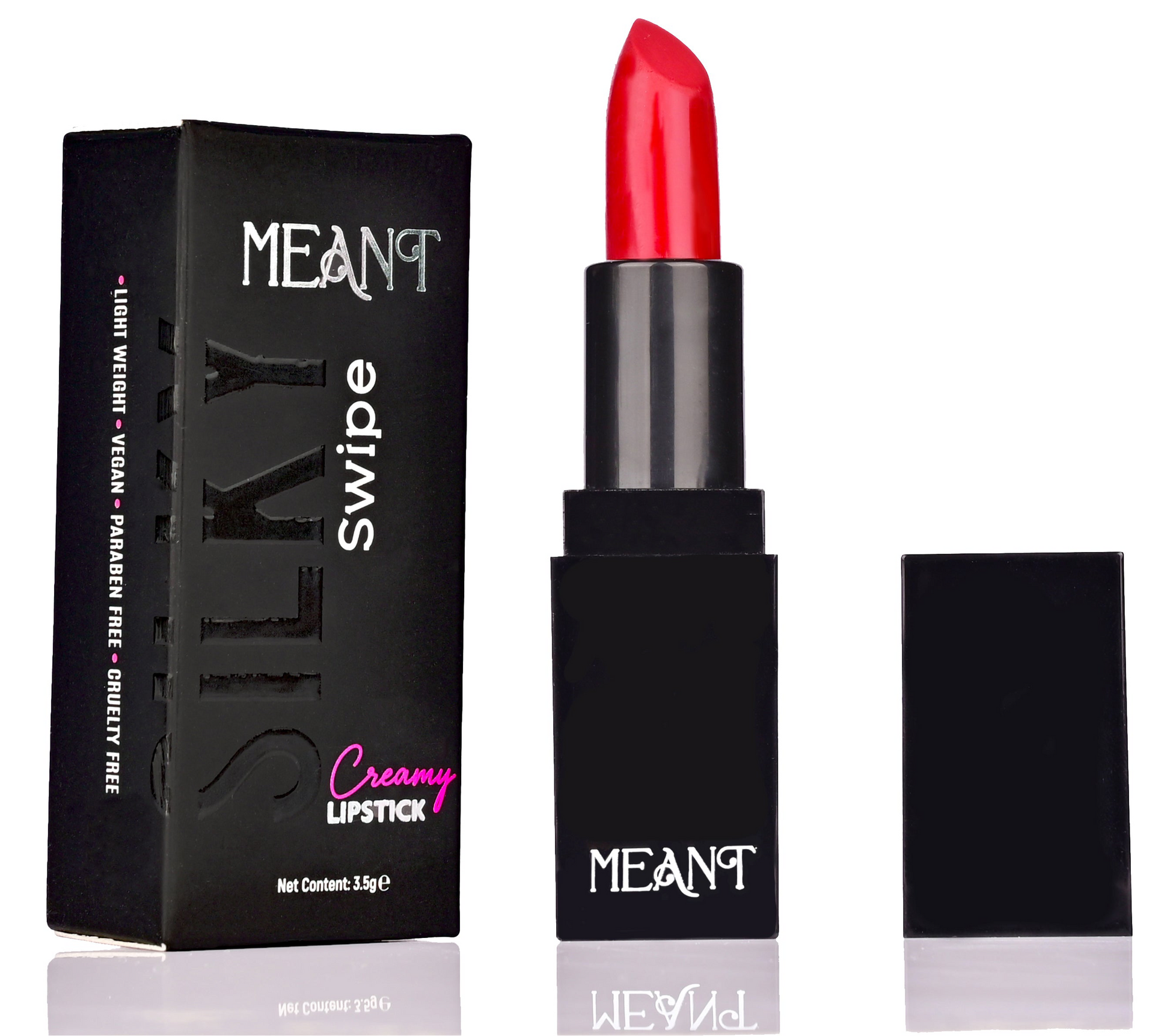 MEANT Silky Swipe Creamy Matte Lipstick Intense Seduction Shade with its packaging 