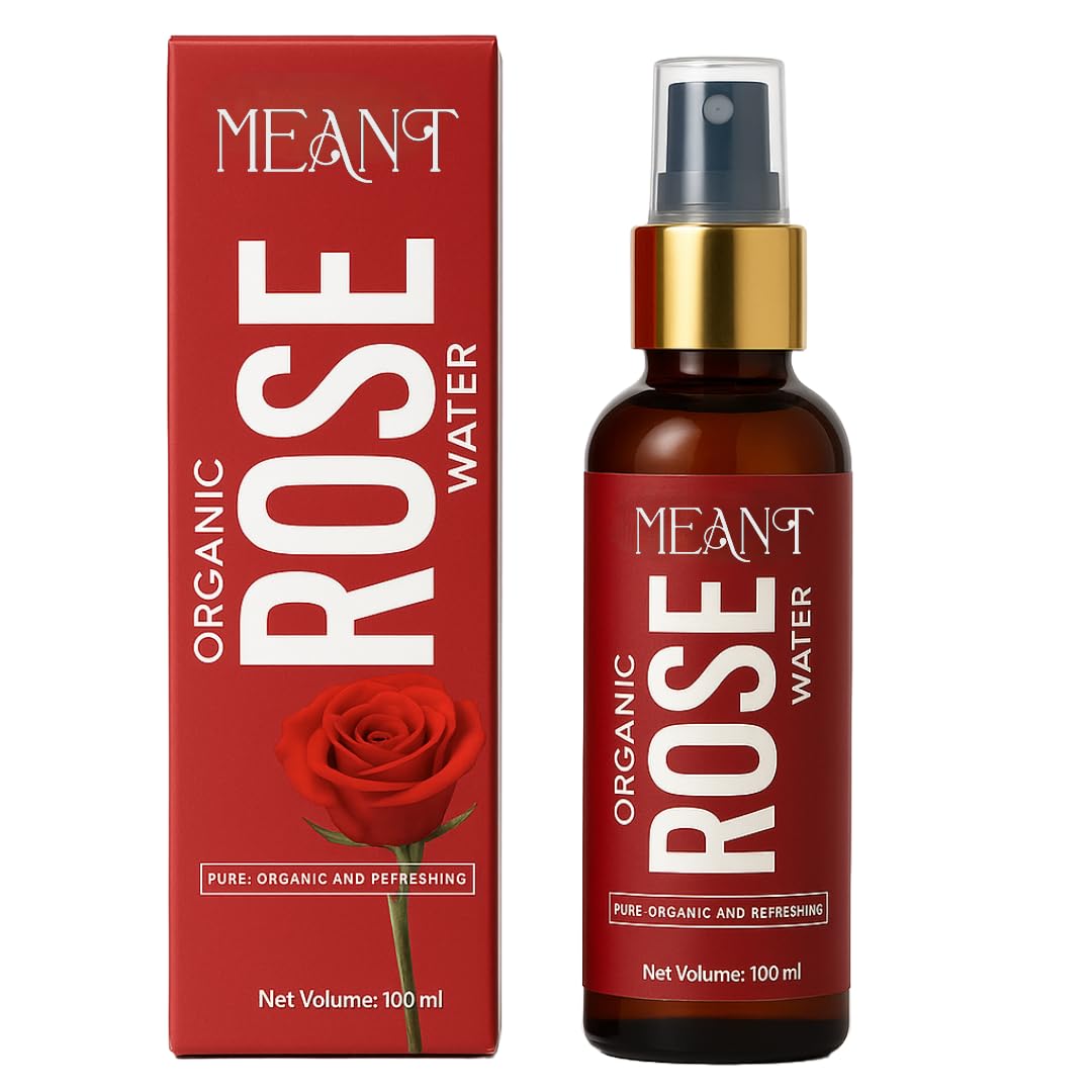 MEANT Organic Rose Water with its
Box Packaging in white background photoshoot