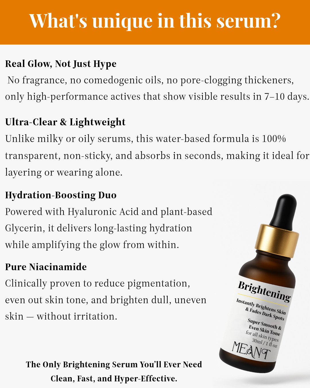 MEANT Brightening Face Serum Benefits & USP's