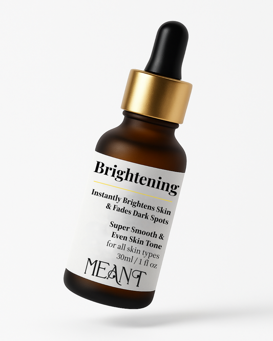 MEANT Brightening Face Serum bottle in air creative photoshoot