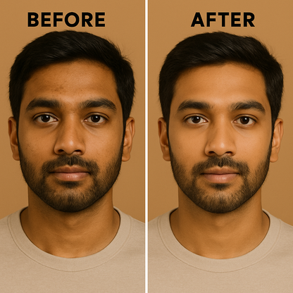 Before & After effects on male skin of MEANT Brightening Face Serum
