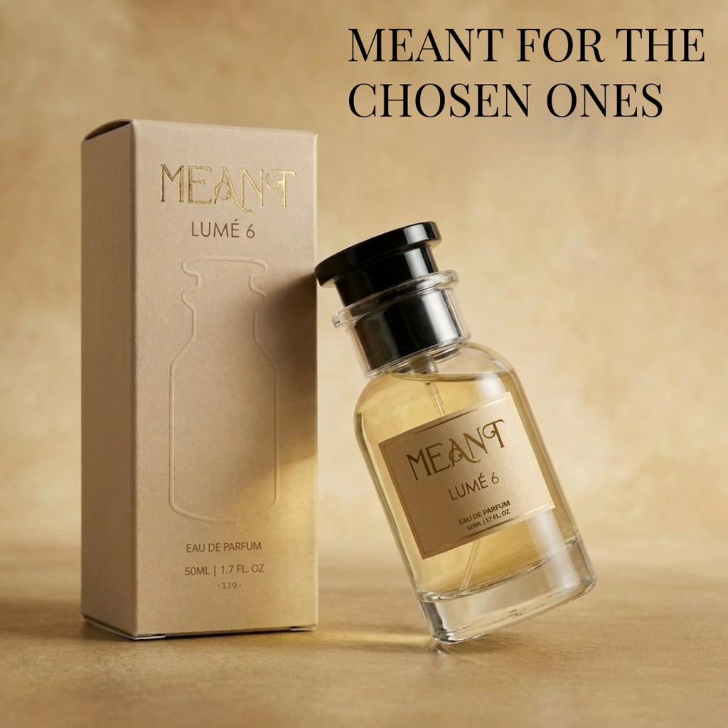 Long lasting perfume LUMÉ 6 by MEANT with packaging on a beige background.