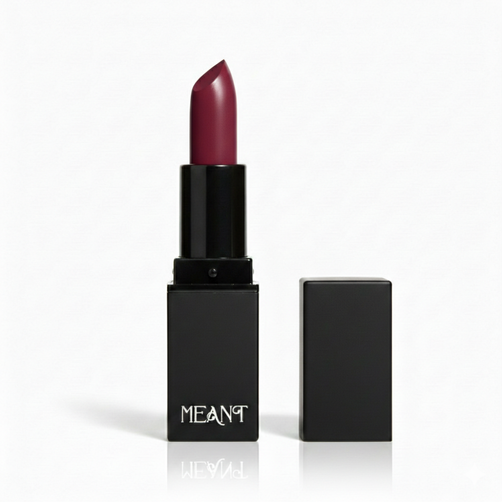 MEANT Silky Swipe Queen's Kiss Lipstick and 'MEANT' branding on a white background