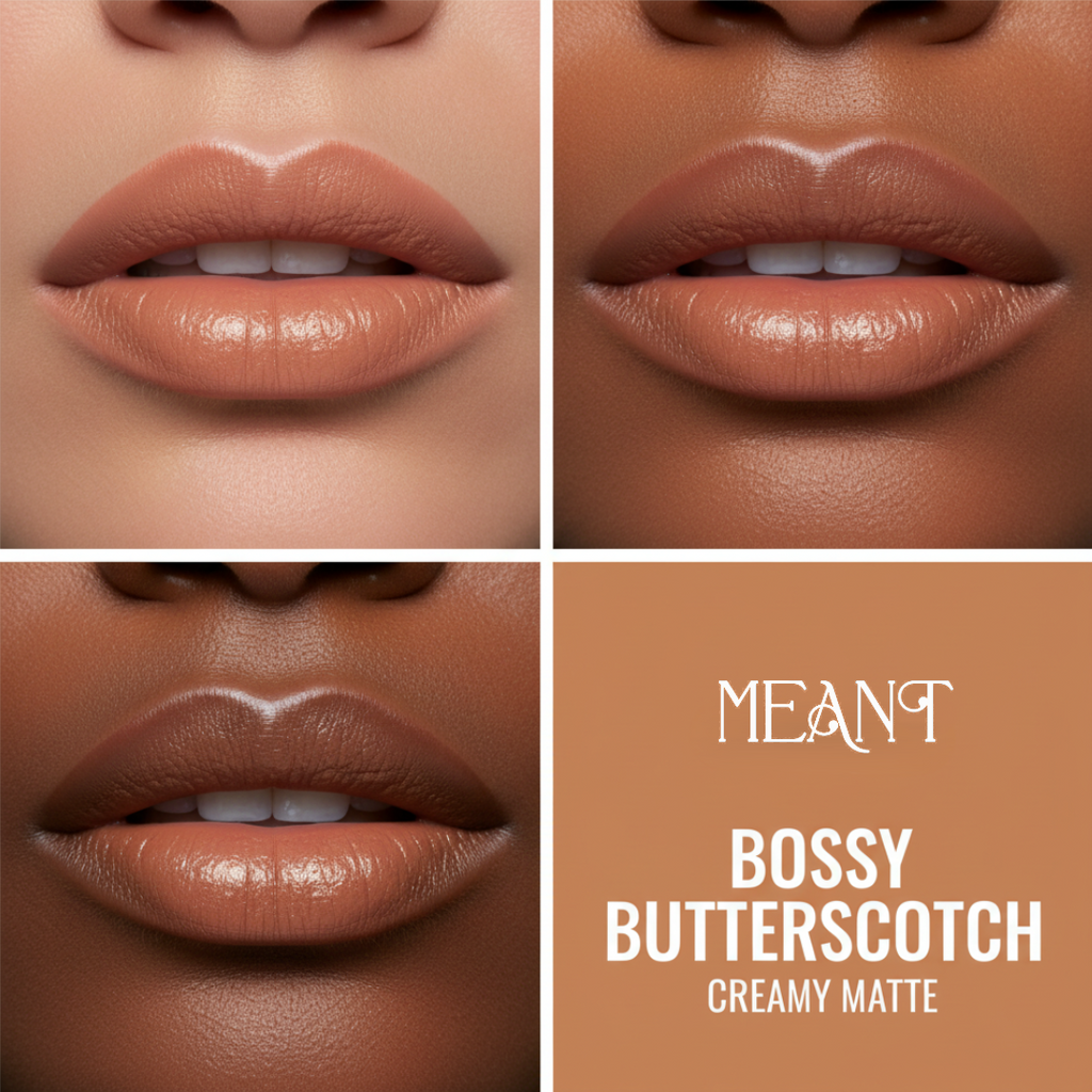 MEANT Silky Swipe Bossy Butterscotch shade swatch grid.