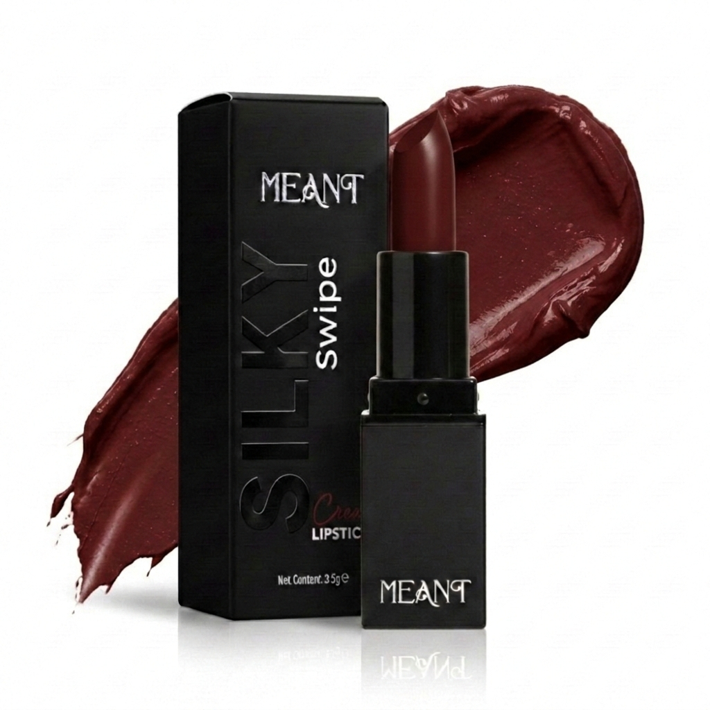 MEANT Silky Swipe Creamy Matte Lipstick Mystique Tease with packaging on a white background