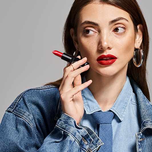Meant Silky Swipe long lasting creamy lipstick- Intense Seduction model shot