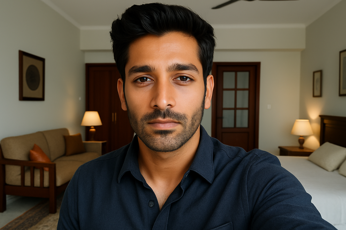 After image with same dark stubble as before photo