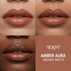 MEANT Amber Aura lip swatch grid