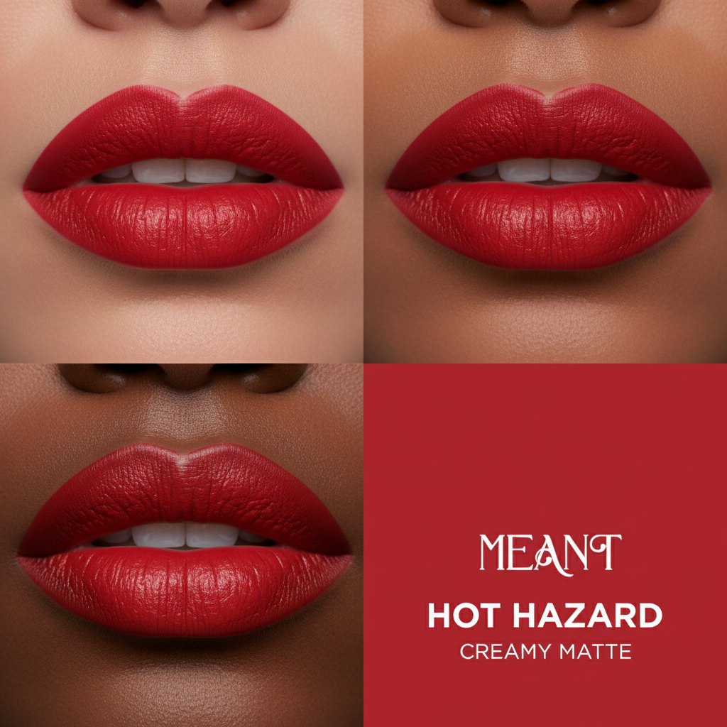 MEANT Hot Hazard lip swatch grid