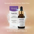 Lumi Glo face serum and packaging on a gradient background